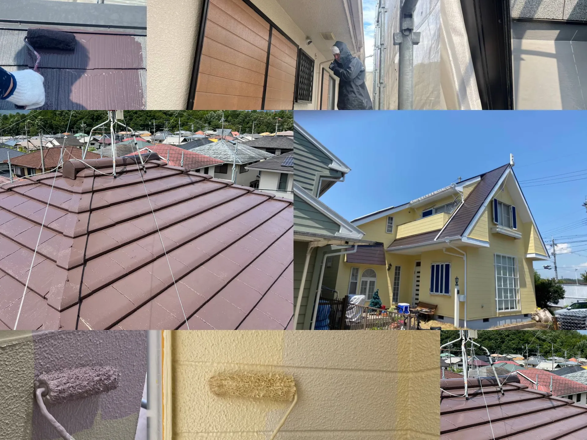 屋根と外壁塗装等の施工の事例と様子
